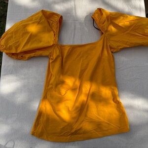 H&M Mustard Puff Sleeve Blouse